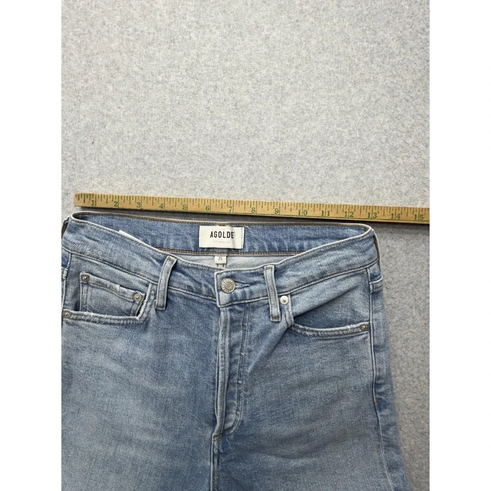 AGOLDE Nico Jeans Womens 25x28 Blue Mid‎ Rise Skinny Distressed Button Fly